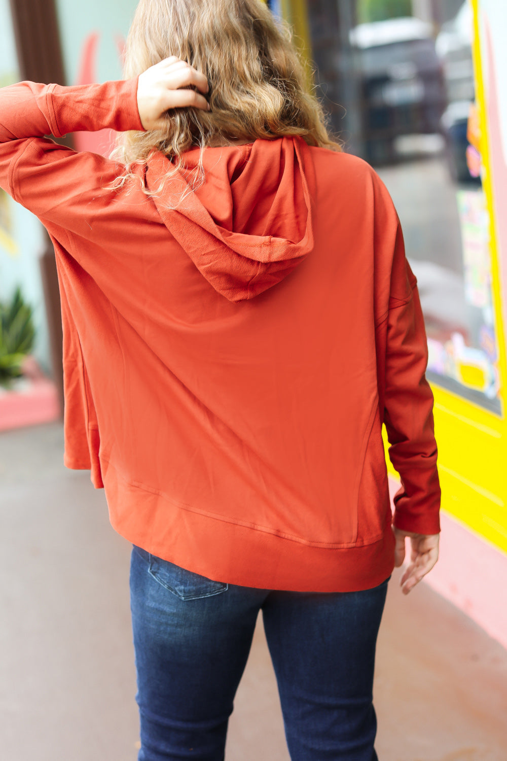 Terracotta French Terry Snap Button Hoodie