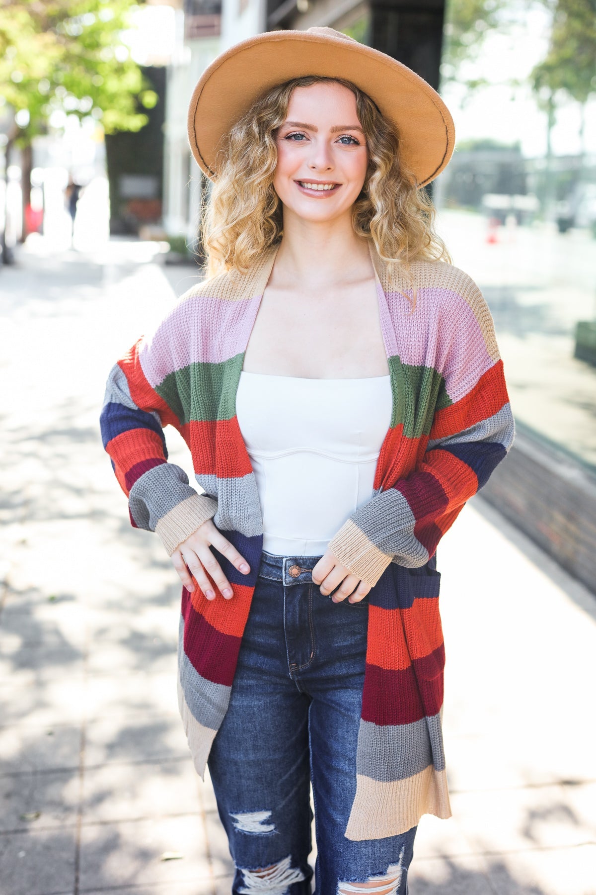 Weekend Ready Multicolor Striped Slouchy Open Cardigan