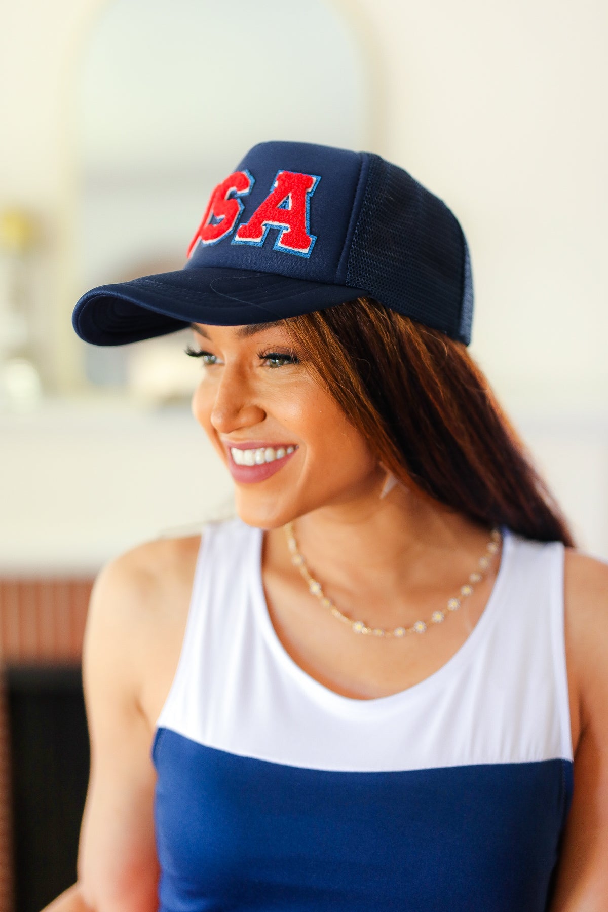 Navy "USA" Mesh Trucker Hat