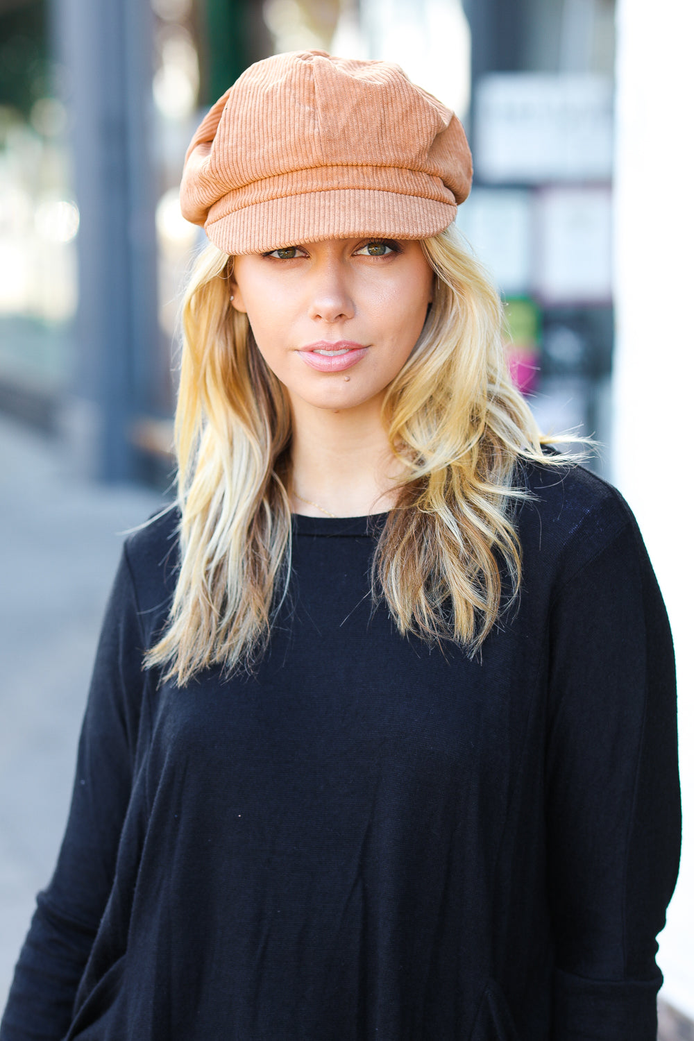 Camel Paperboy Corduroy Cap