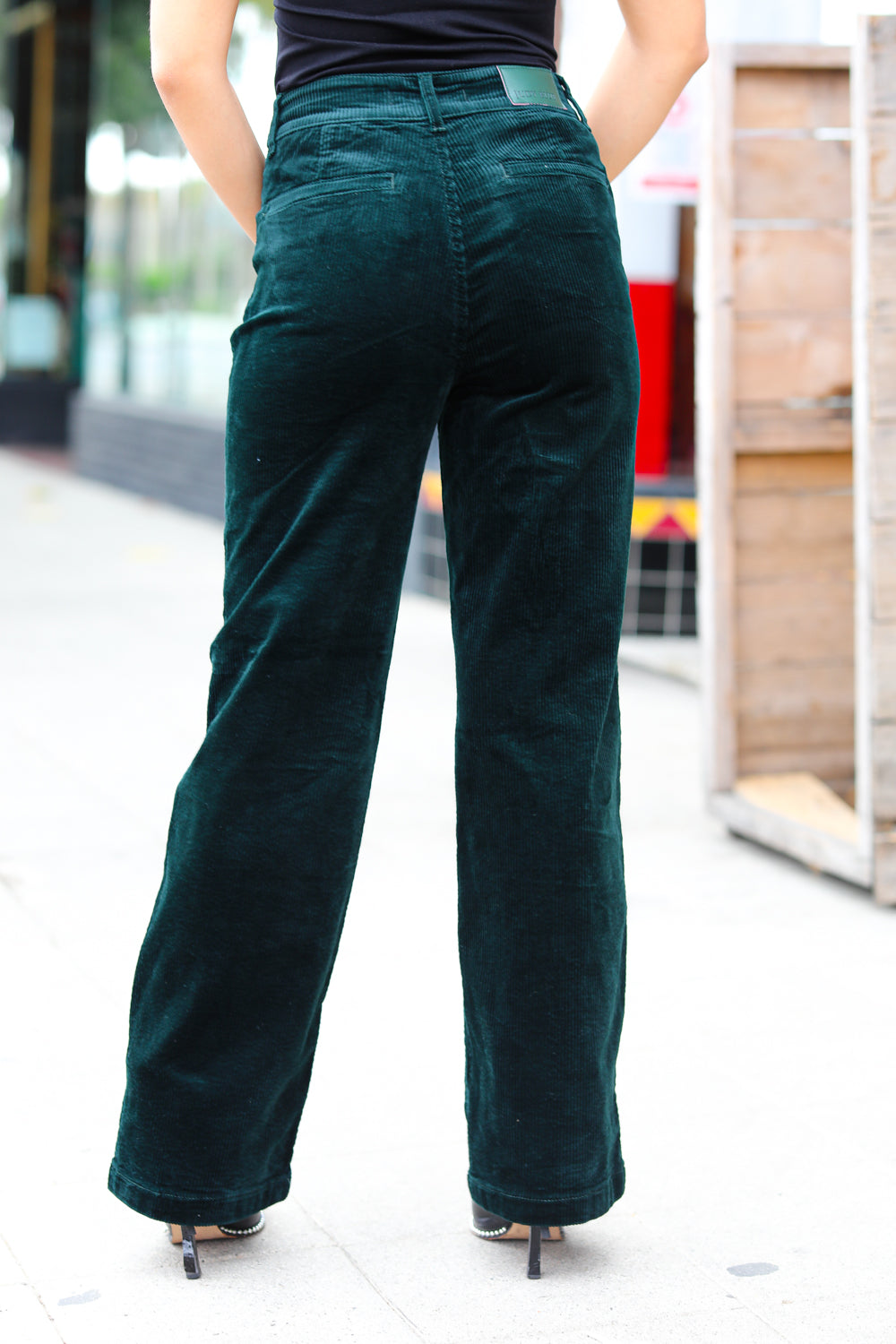 Embrace The Joy Emerald Green Corduroy High Rise Wide Leg Pants