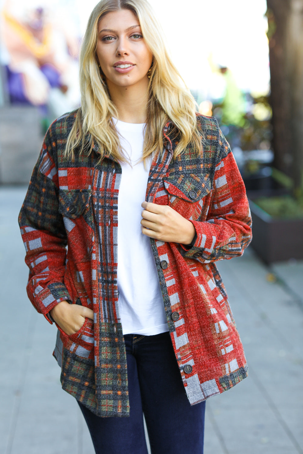 Hunter Green Plaid Jacquard Oversize Shacket