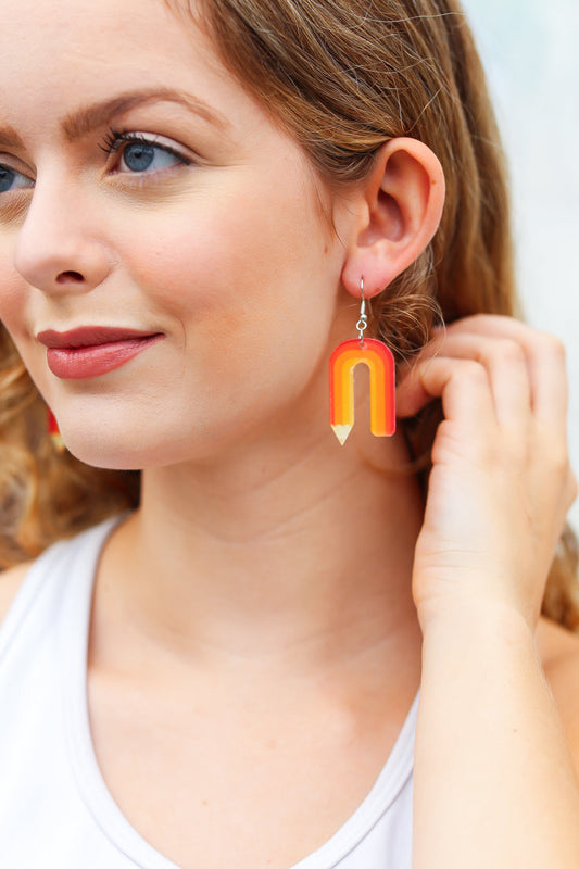 Back To School Curved Pencil Earring