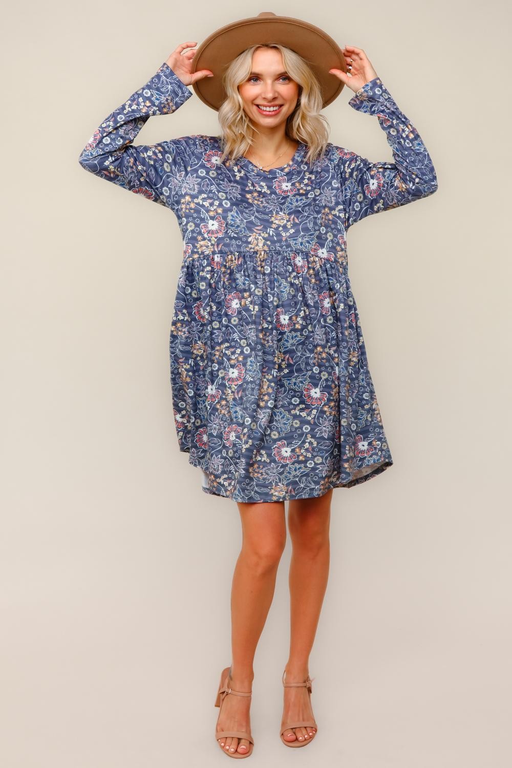 Midnight Meadows Charcoal Swing Dress