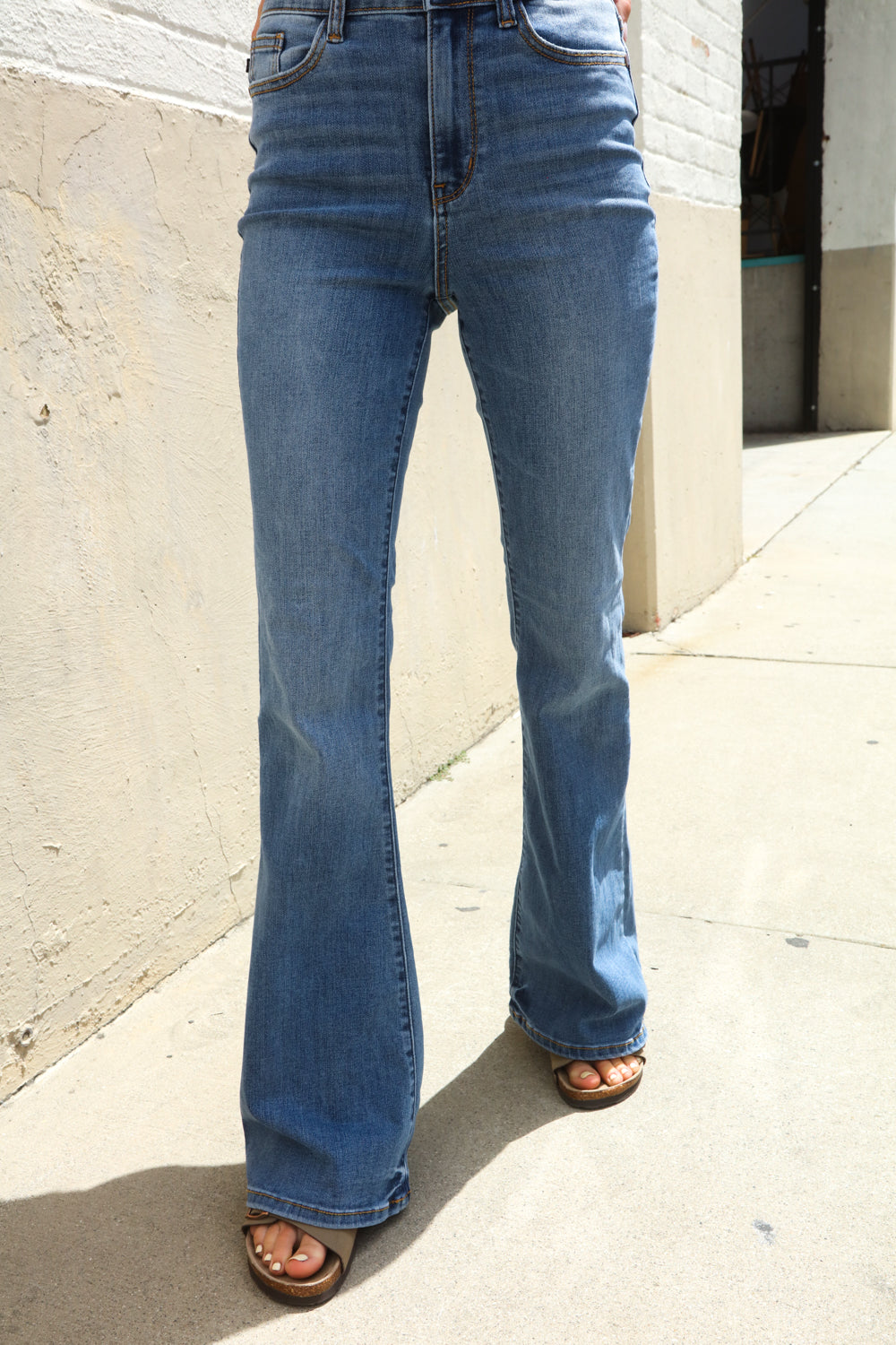 Judy Blue High Rise Trouser Flare Medium Wash Denim Jeans