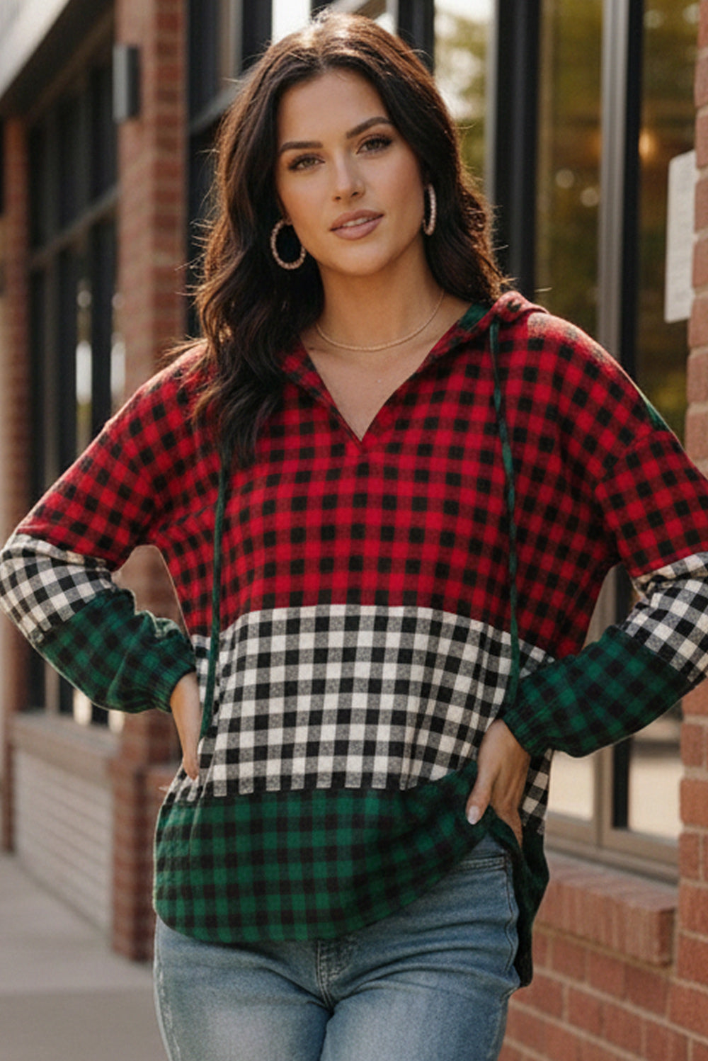 Holiday Cheer Check Hoodie