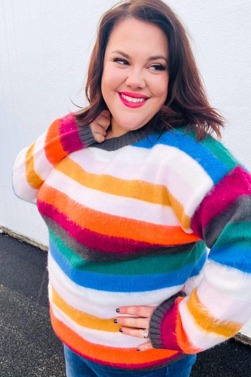 Embrace The Day Multicolor Stripe Soft Knit Oversized Sweater