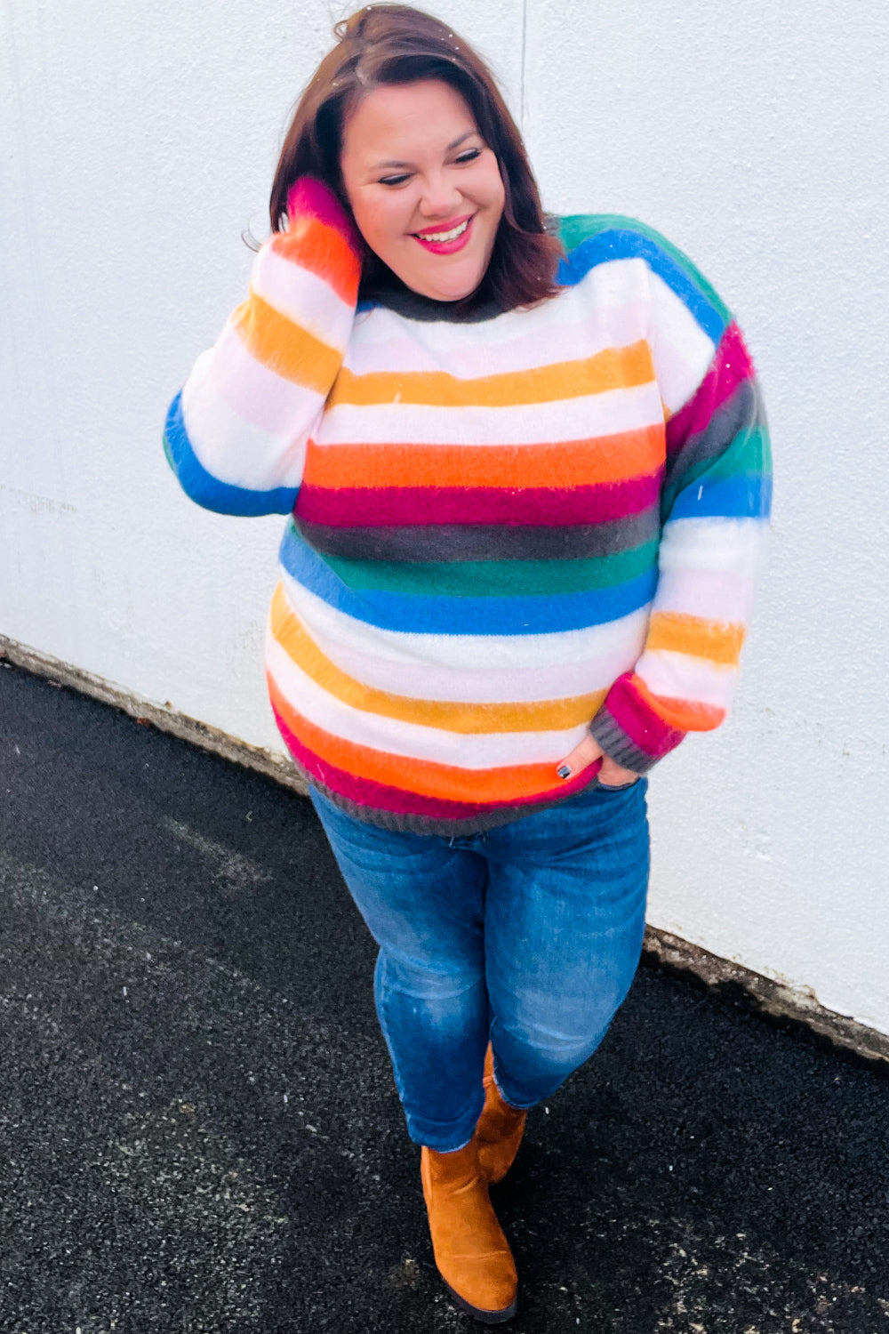 Embrace The Day Multicolor Stripe Soft Knit Oversized Sweater