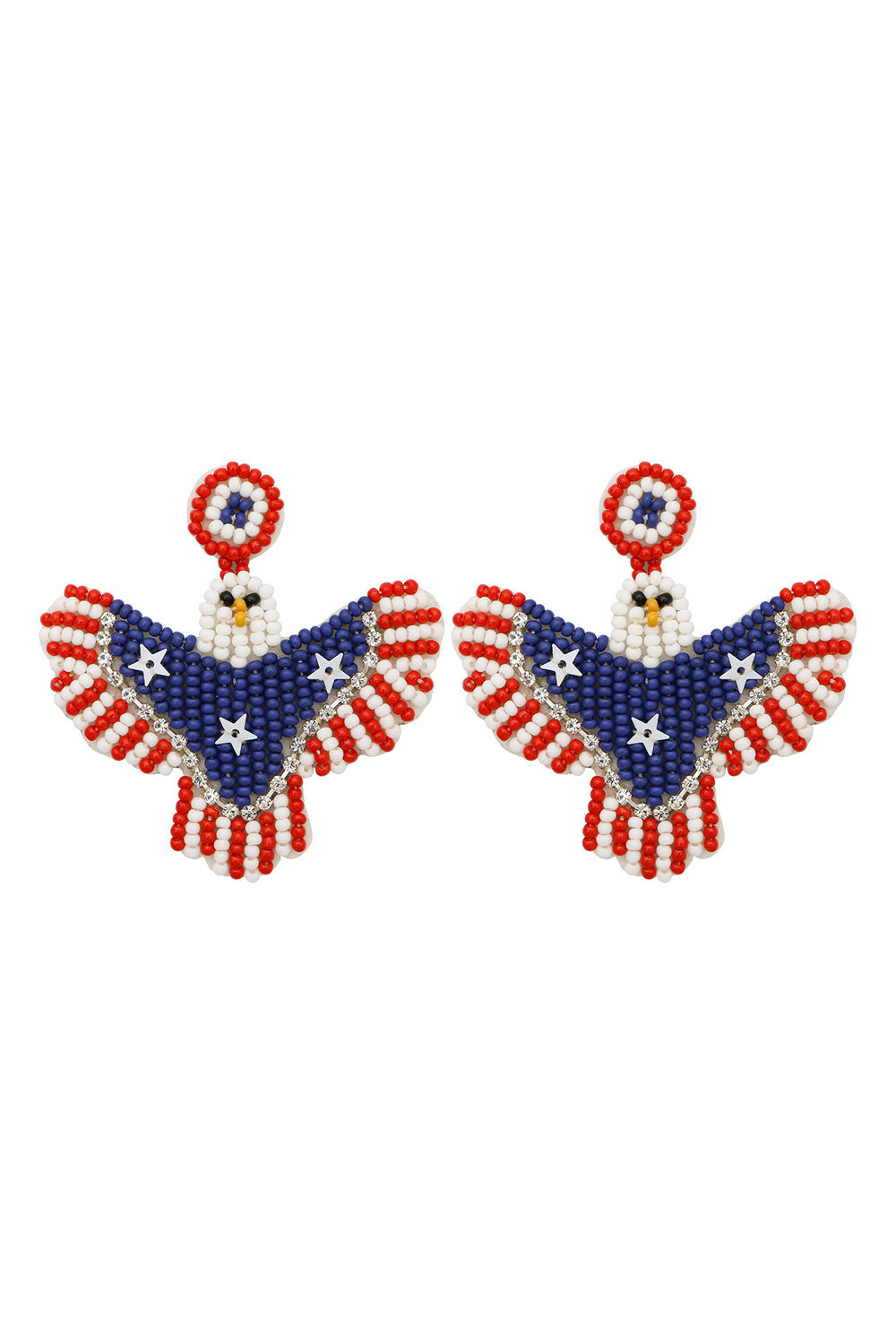 Patriotic Amertican Bald Eagle Beaded Earrings