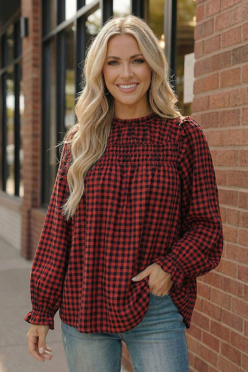 Wildwood Check Red Smock