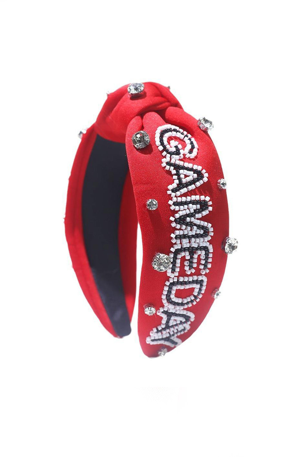 Red Jeweled & Beaded Gameday Top Knot Headband